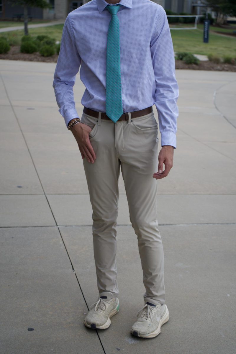 J Elrod shows the men's Wednesday dress requirements