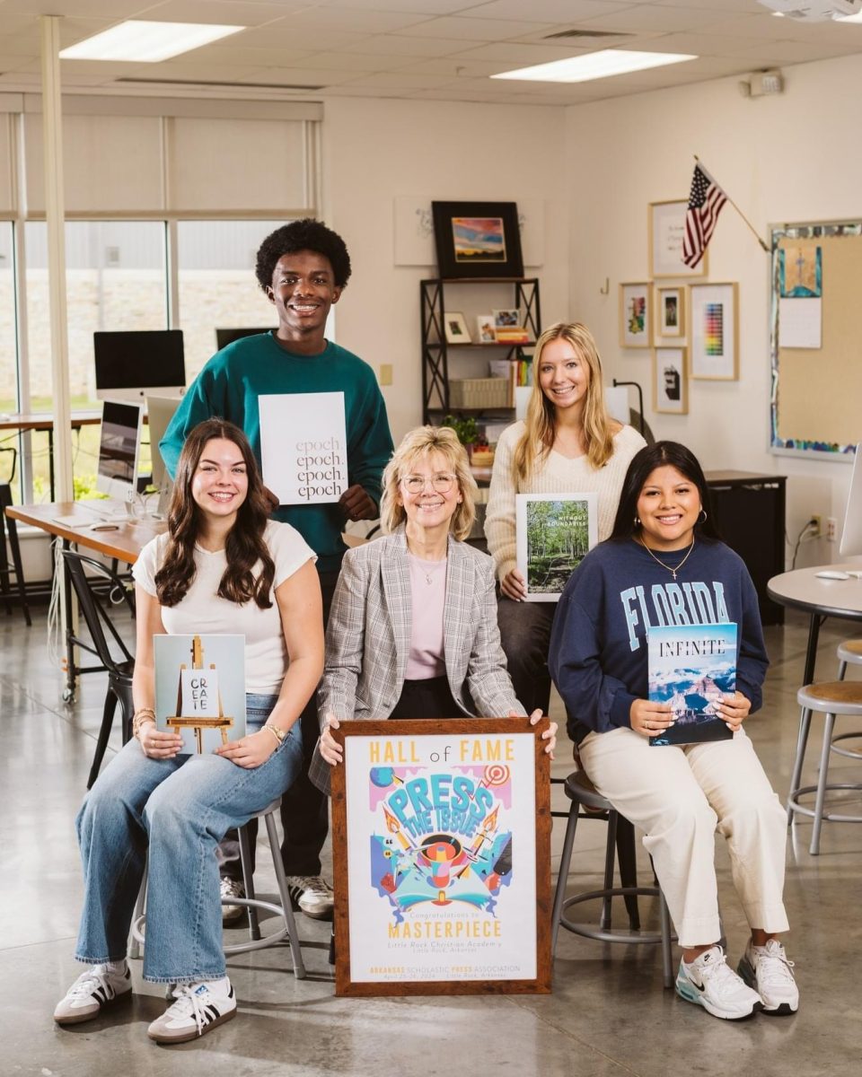 After four years of All-Arkansas designations, students display literary magazine issues that led to selection to the ASPA Hall of Fame.